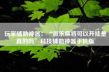 玩家辅助神器：“微乐麻将可以开挂是真的吗	”科技辅助神器手机版