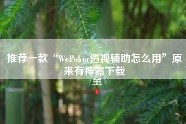推荐一款“WePoker透视辅助怎么用”原来有神器下载