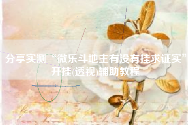 分享实测“微乐斗地主有没有挂求证实”开挂(透视)辅助教程