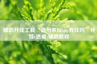 辅助开挂工具“德州来玩app有挂吗”开挂(透视)辅助教程