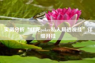 实测分析“红龙poker私人局透视挂	”详细开挂