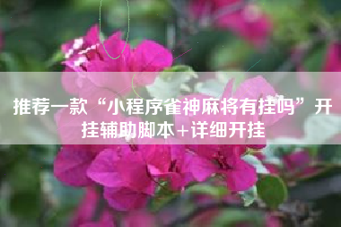 推荐一款“小程序雀神麻将有挂吗”开挂辅助脚本+详细开挂