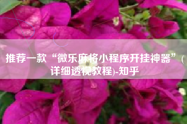 推荐一款“微乐麻将小程序开挂神器	”(详细透视教程)-知乎