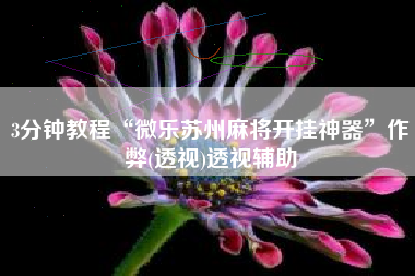 3分钟教程“微乐苏州麻将开挂神器”作弊(透视)透视辅助