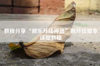 教程分享“微乐开挂神器”附开挂脚本详细教程