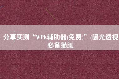 分享实测“WPK辅助器(免费)”(曝光透视必备猫腻