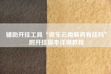辅助开挂工具“微乐云南麻将有挂吗	”附开挂脚本详细教程