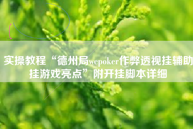 实操教程“德州局wepoker作弊透视挂辅助挂游戏亮点”附开挂脚本详细
