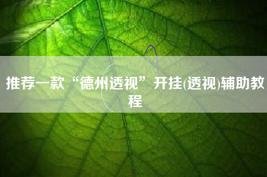 推荐一款“德州透视”开挂(透视)辅助教程