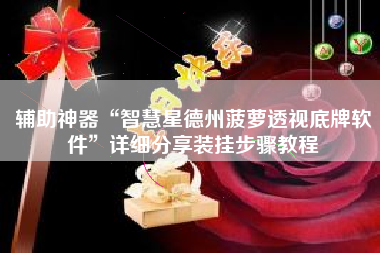 辅助神器“智慧星德州菠萝透视底牌软件”详细分享装挂步骤教程