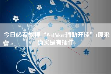 今日必看教程“WePoker辅助开挂”(原来确实是有插件)