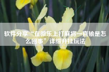 软件分享“在微乐上打麻将一直输是怎么回事	”详细开挂玩法