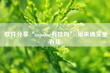 软件分享“aapoker有挂吗”(原来确实是有挂)