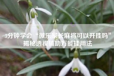 3分钟学会“微乐家长麻将可以开挂吗	”揭秘透视辅助万能挂用法