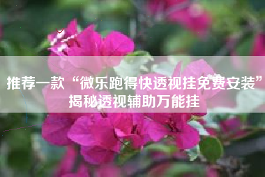 推荐一款“微乐跑得快透视挂免费安装”揭秘透视辅助万能挂