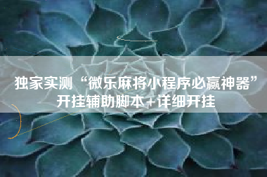 独家实测“微乐麻将小程序必赢神器	”开挂辅助脚本+详细开挂