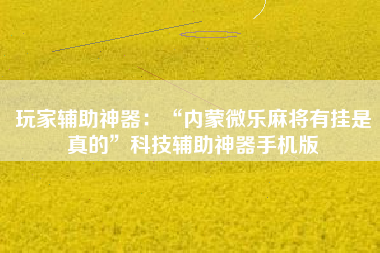 玩家辅助神器：“内蒙微乐麻将有挂是真的	”科技辅助神器手机版