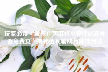 玩家必读“微乐广西麻将小程序必赢神器免费安	”揭秘透视辅助万能挂用法