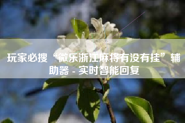 玩家必搜“微乐浙江麻将有没有挂”辅助器 - 实时智能回复