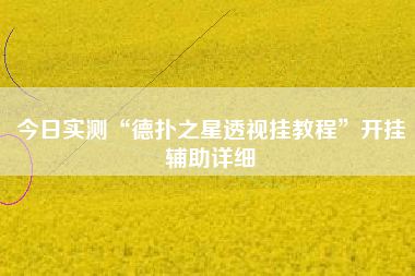 今日实测“德扑之星透视挂教程”开挂辅助详细