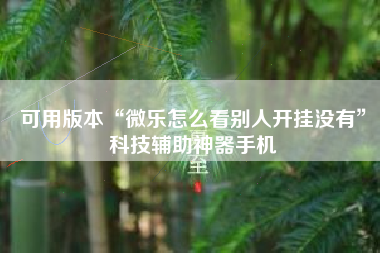 可用版本“微乐怎么看别人开挂没有”科技辅助神器手机