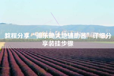 教程分享“微乐锄大地辅助器”详细分享装挂步骤