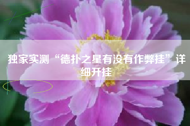 独家实测“德扑之星有没有作弊挂”详细开挂