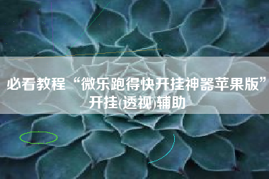 必看教程“微乐跑得快开挂神器苹果版”开挂(透视)辅助