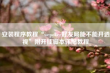 安装程序教程“wepoker好友局能不能开透视”附开挂脚本详细教程