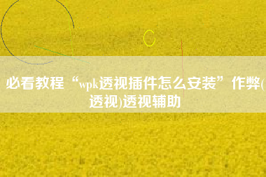 必看教程“wpk透视插件怎么安装	”作弊(透视)透视辅助