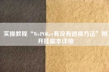 实操教程“WePOKer有没有透视方法	”附开挂脚本详细