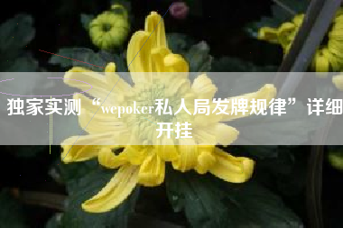 独家实测“wepoker私人局发牌规律	”详细开挂