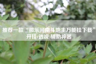 推荐一款“微乐河南斗地主万能挂下载	”开挂(透视)辅助神器