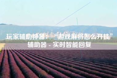 玩家辅助神器：“游戏麻将怎么开挂”辅助器 - 实时智能回复