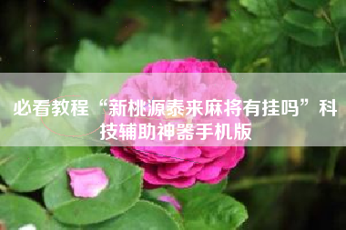 必看教程“新桃源泰来麻将有挂吗”科技辅助神器手机版