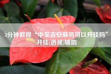 3分钟教程“中至吉安麻将可以开挂吗	”开挂(透视)辅助