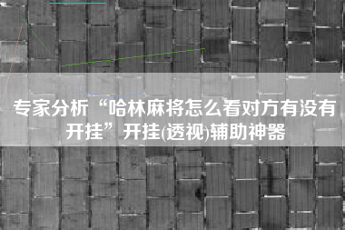 专家分析“哈林麻将怎么看对方有没有开挂	”开挂(透视)辅助神器