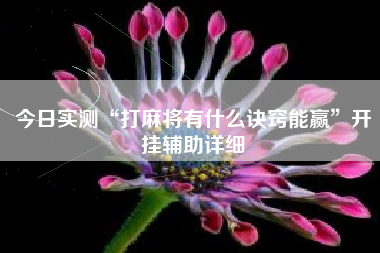 今日实测“打麻将有什么诀窍能赢	”开挂辅助详细