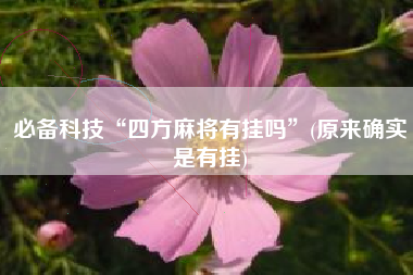 必备科技“四方麻将有挂吗	”(原来确实是有挂)