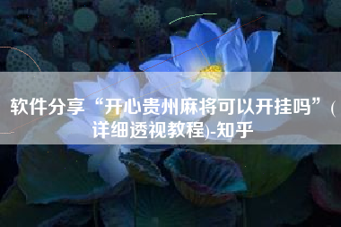软件分享“开心贵州麻将可以开挂吗”(详细透视教程)-知乎