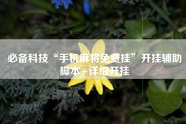 必备科技“手机麻将免费挂”开挂辅助脚本+详细开挂