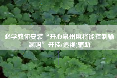 必学教你安装“开心泉州麻将能控制输赢吗”开挂(透视)辅助