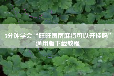 3分钟学会“旺旺闽南麻将可以开挂吗	”通用版下载教程