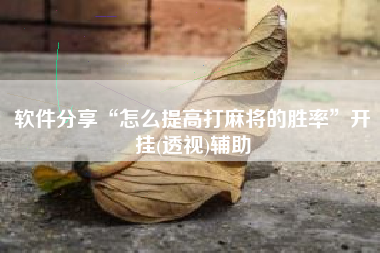 软件分享“怎么提高打麻将的胜率”开挂(透视)辅助