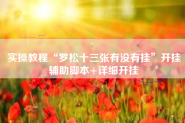 实操教程“罗松十三张有没有挂	”开挂辅助脚本+详细开挂
