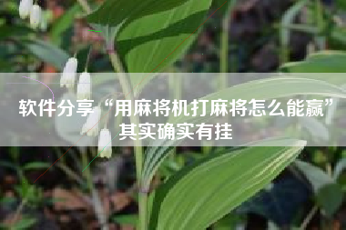 软件分享“用麻将机打麻将怎么能赢	”其实确实有挂