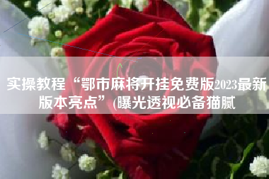 实操教程“鄂市麻将开挂免费版2023最新版本亮点	”(曝光透视必备猫腻
