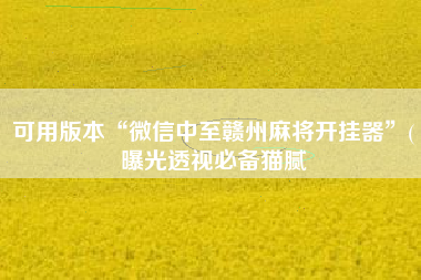 可用版本“微信中至赣州麻将开挂器”(曝光透视必备猫腻
