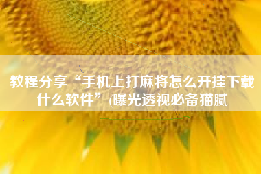 教程分享“手机上打麻将怎么开挂下载什么软件	”(曝光透视必备猫腻