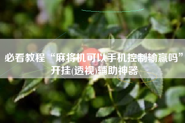 必看教程“麻将机可以手机控制输赢吗”开挂(透视)辅助神器
